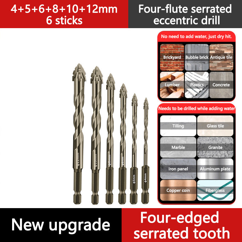 🔥2025 Hot Sale🔥Hög kvalitet 4-Flute Serrated Eccentric Drill Bit Set